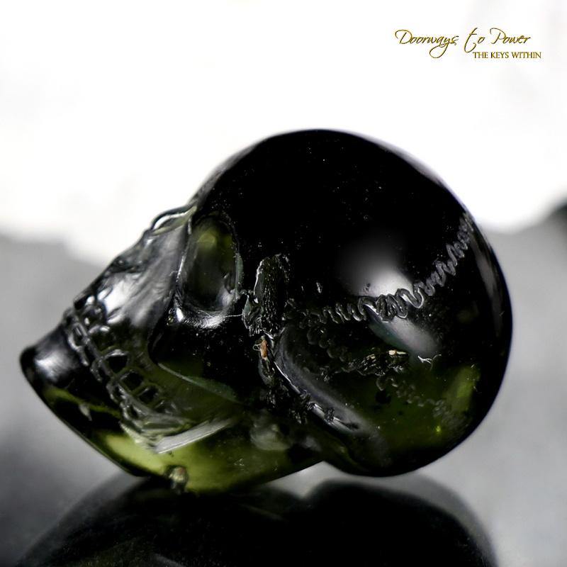 Moldavite Tektite Crystal Skull 