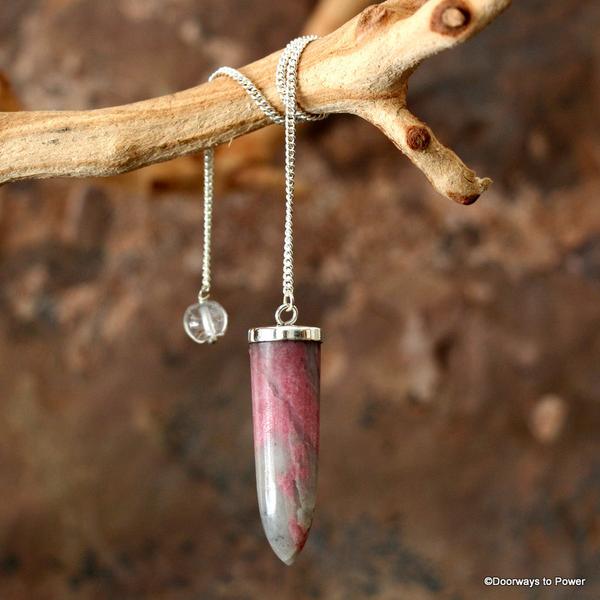 Rhodonite Crystal Pendulum .925 SS