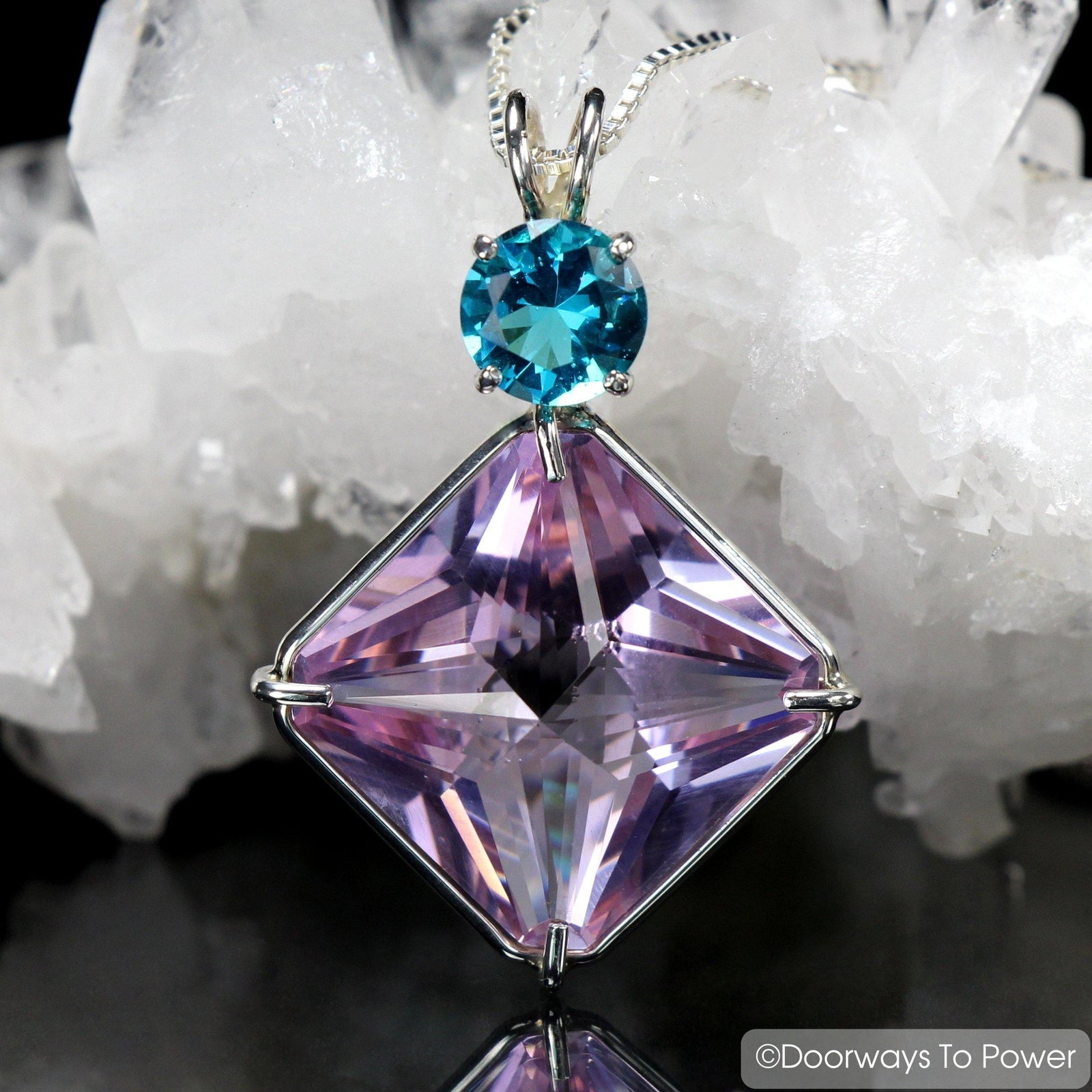 John of God Blessed Ruby Lavender Quartz Crystal Magician Stone Pendant