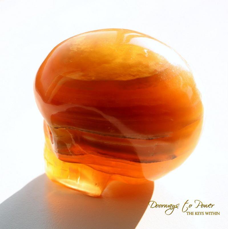 Yellow Rainbow Fluorite Crystal Skull