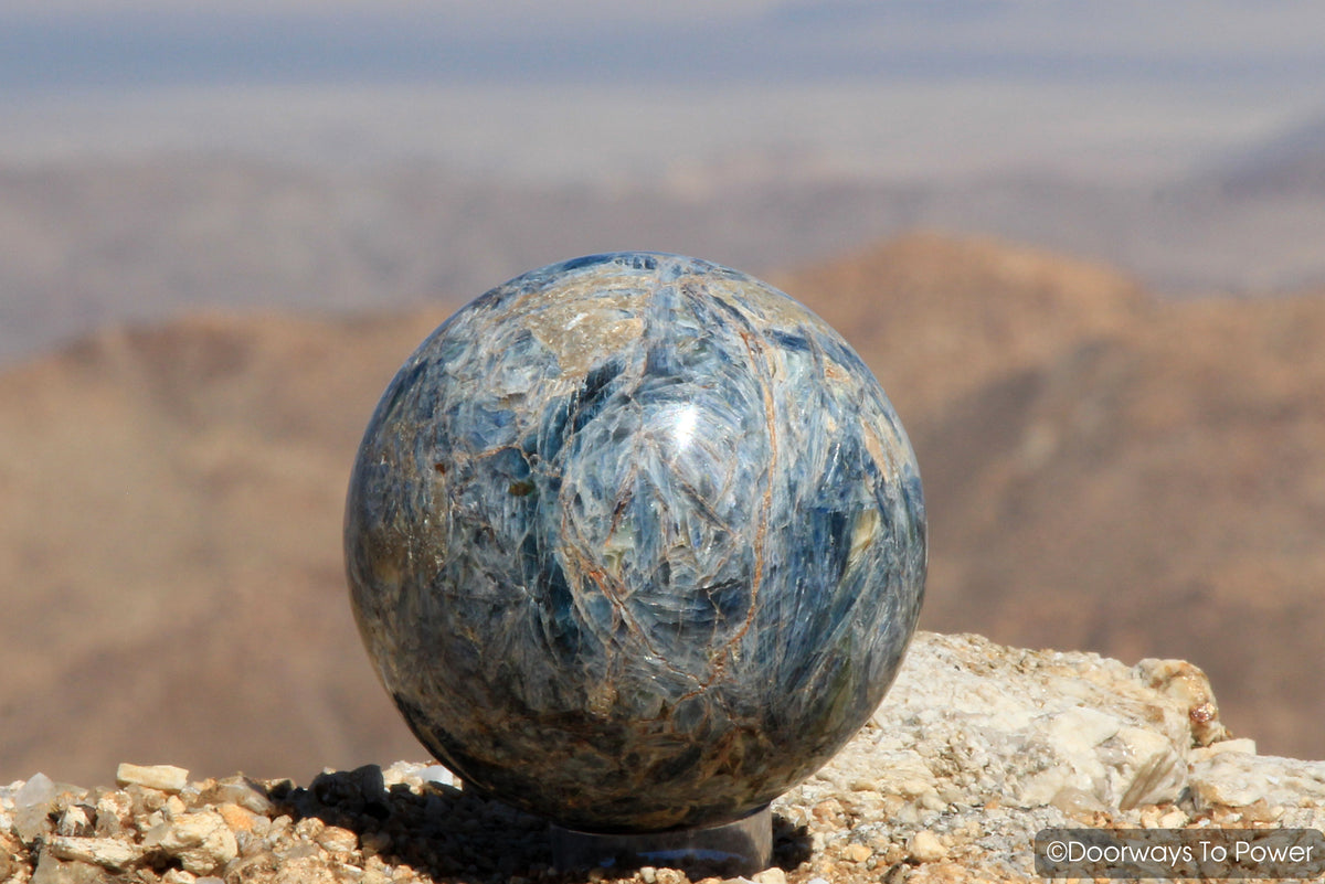 Blue Kyanite Crystal Sphere Rare Energetic cleansing + Aligns Balances all Chakras