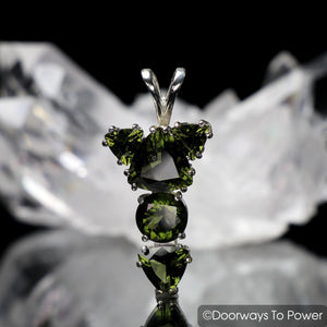 Faceted Moldavite Gemstones Pendant 'The Winged Sun RA'  Protective Amulet