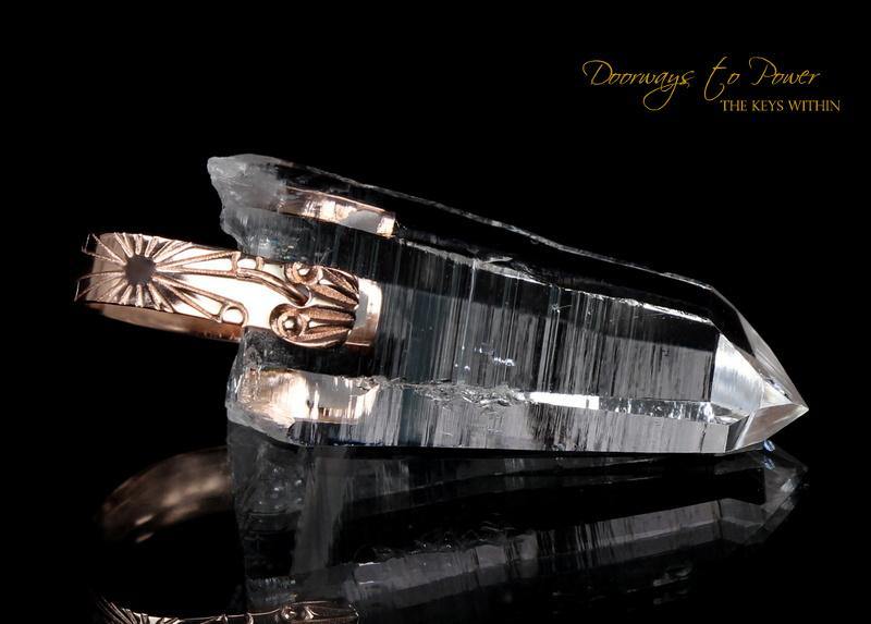 Lemurian Light Language Rose Gold Crystal Pendant