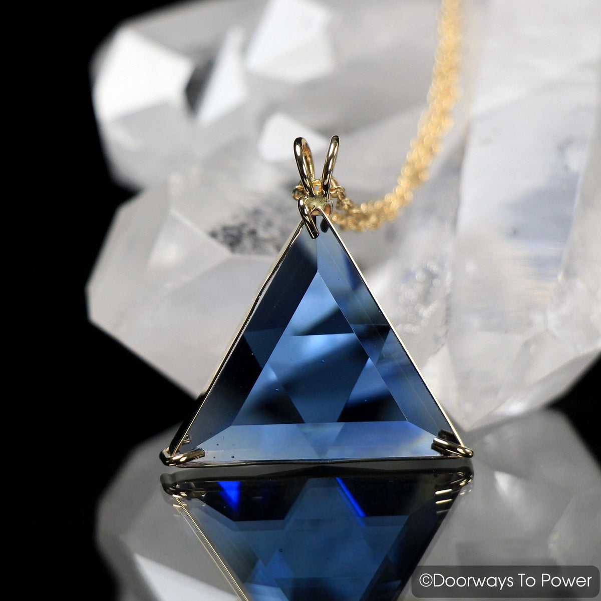 Star of David Vogel Triangle Crystal Pendant 14k