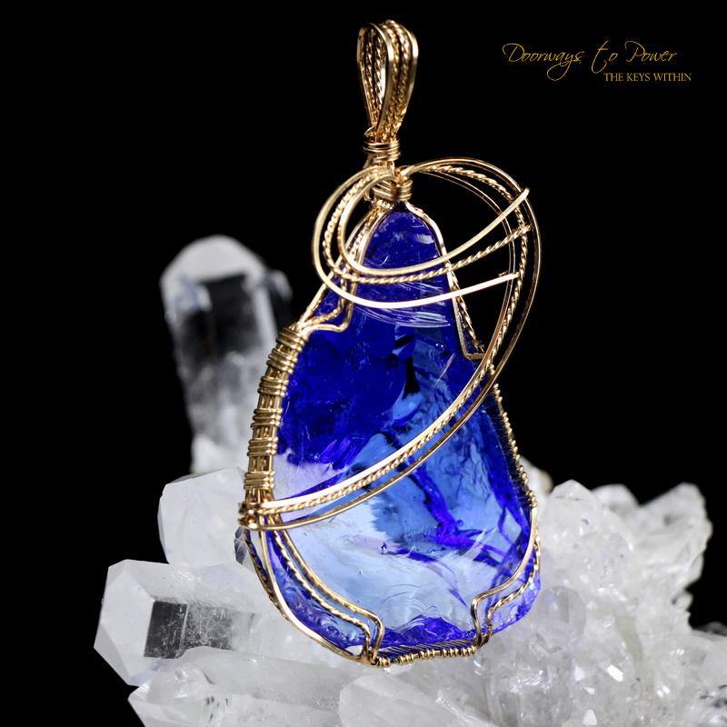 Elestial Starlight Sapphire Andara Pendant 14k Gold \ OverSoul \ 6D