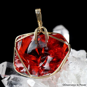 Lemurian Sunrise Andara 14k Gold Pendant 'Galactic Dawn' Temet Nosce