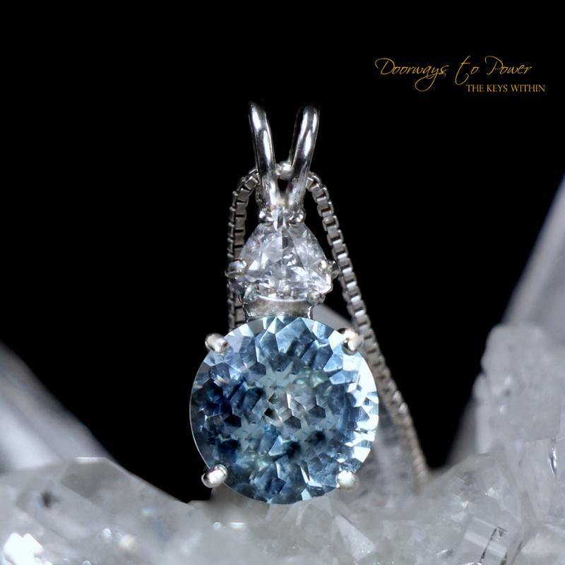 Blue Topaz Radiant Heart Pendant with Phenacite