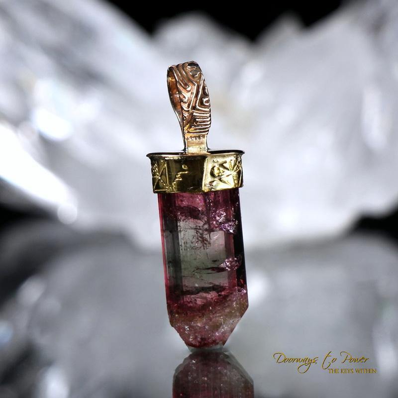 Bi Color Tourmaline Light Language Crystal Pendant