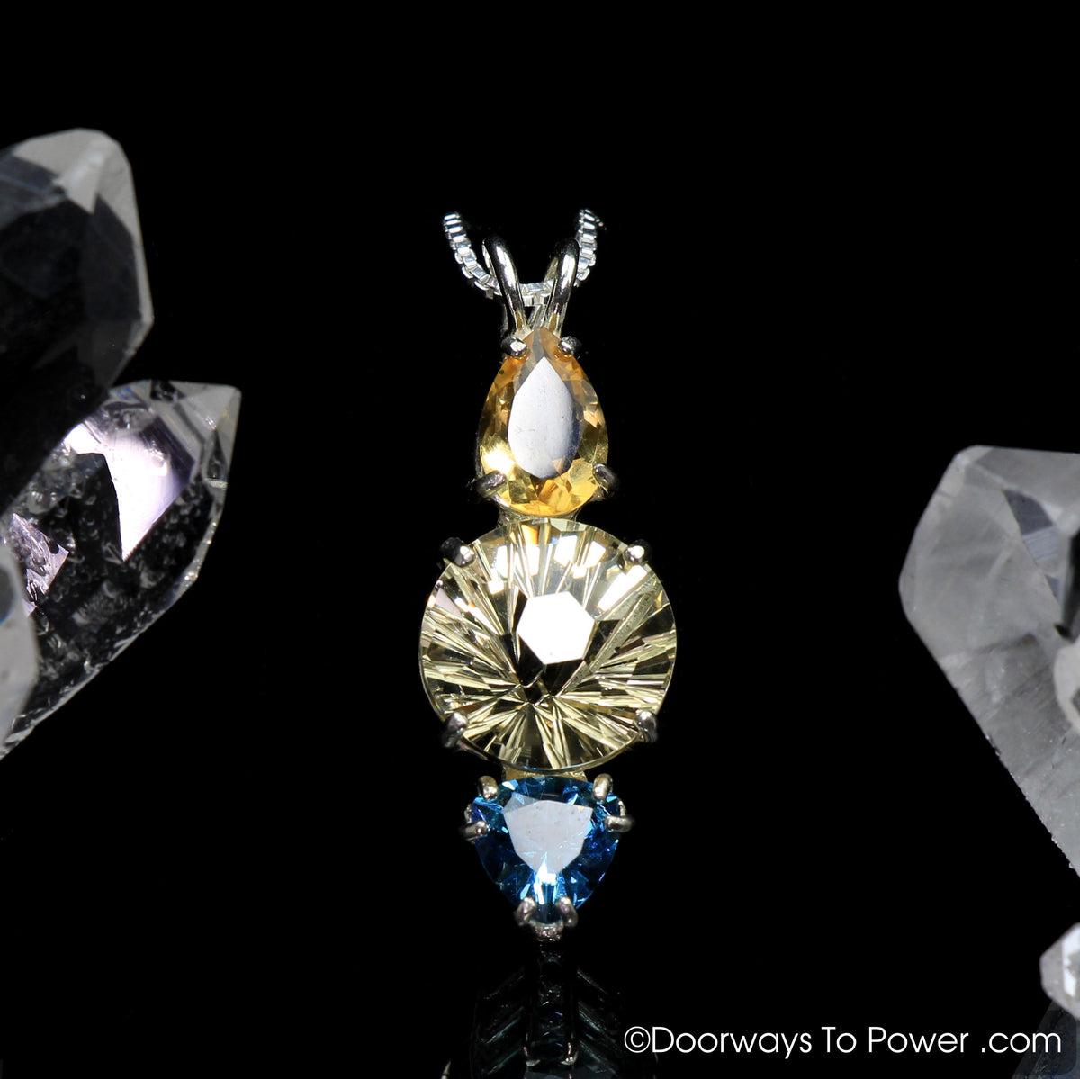 Citrine Golden Labradorite Super Nova Pendant & Tibetan Blue Obsidian