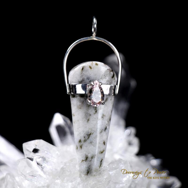 Sanda Rosa Azeztulite Morganite Crystal Pendant