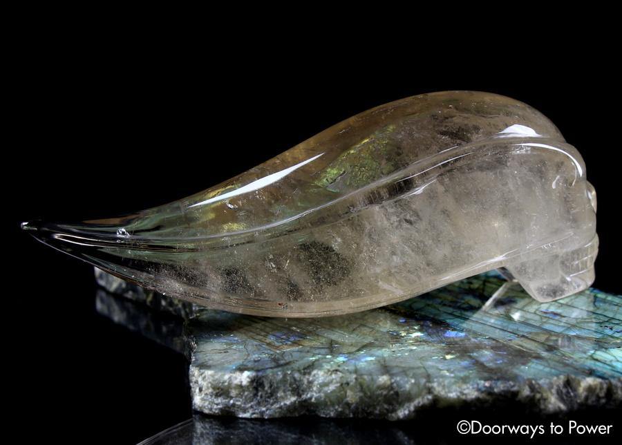 Golden Citrine Elestial Quartz 'Atomic' Traveler Crystal Skull