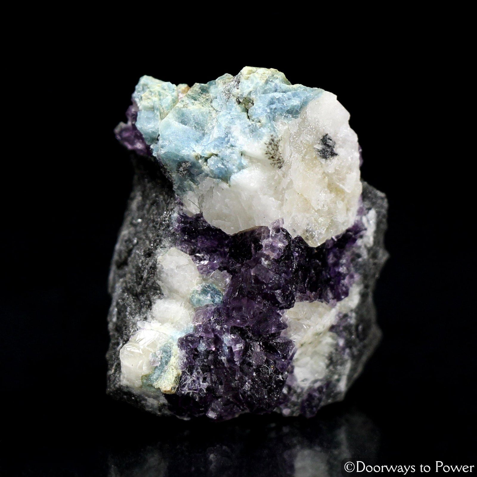 Russian Phenacite Aquamarine Purple Fluorite Crystal Specimen