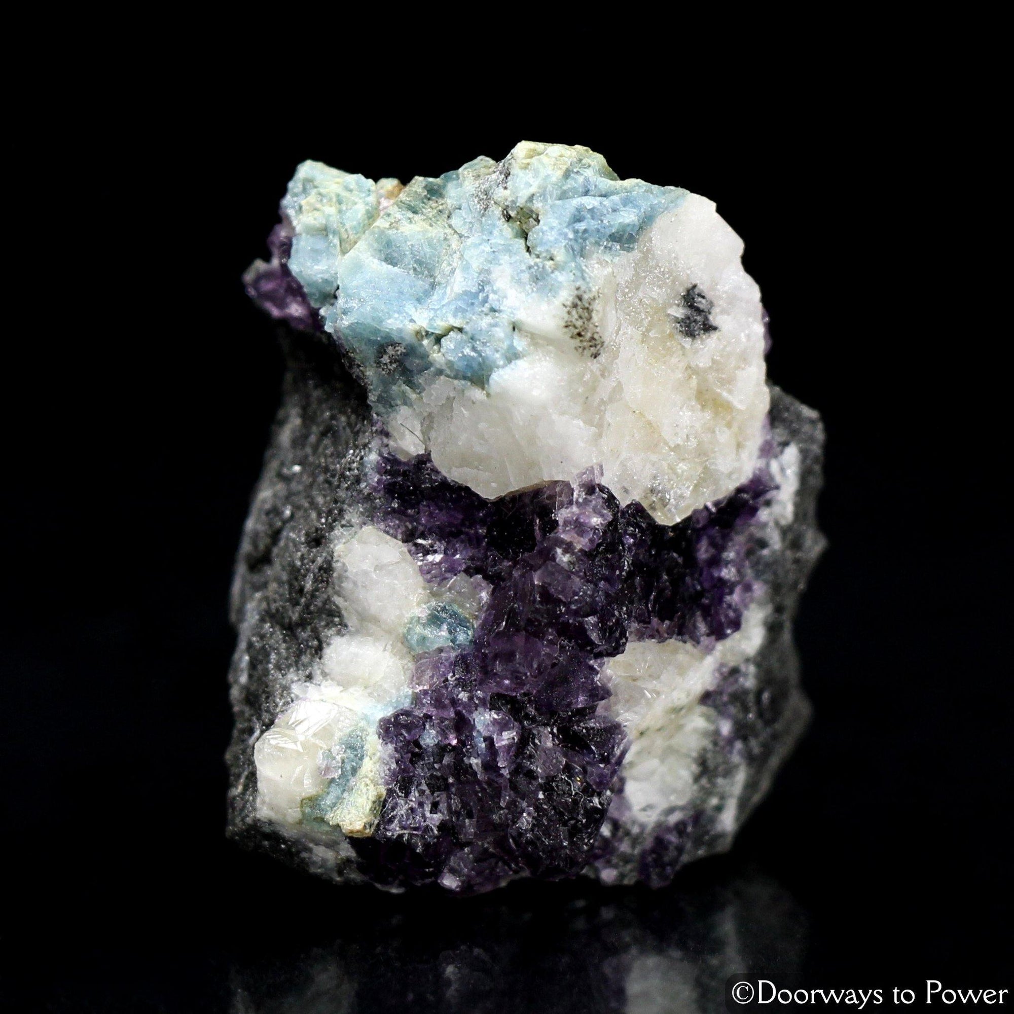 Russian Phenacite Aquamarine Purple Fluorite Crystal Specimen