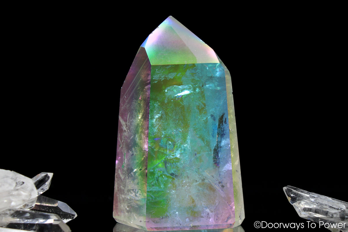 Angel Aura Lemurian Phantom Quartz Crystal Point (Polished)