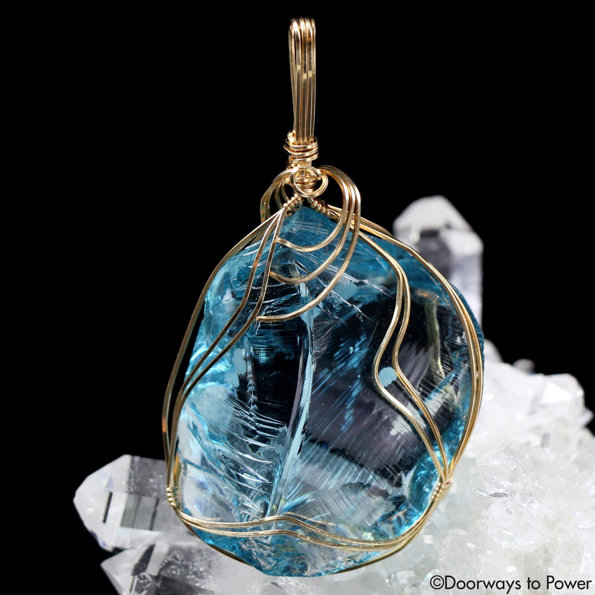 Galactic Oceanic Blue Sirius Andara Crystal Pendant 14k 'New Interstellar Energy'