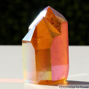 Golden Aura Lemurian Twin Quartz Crystal Record Keepers