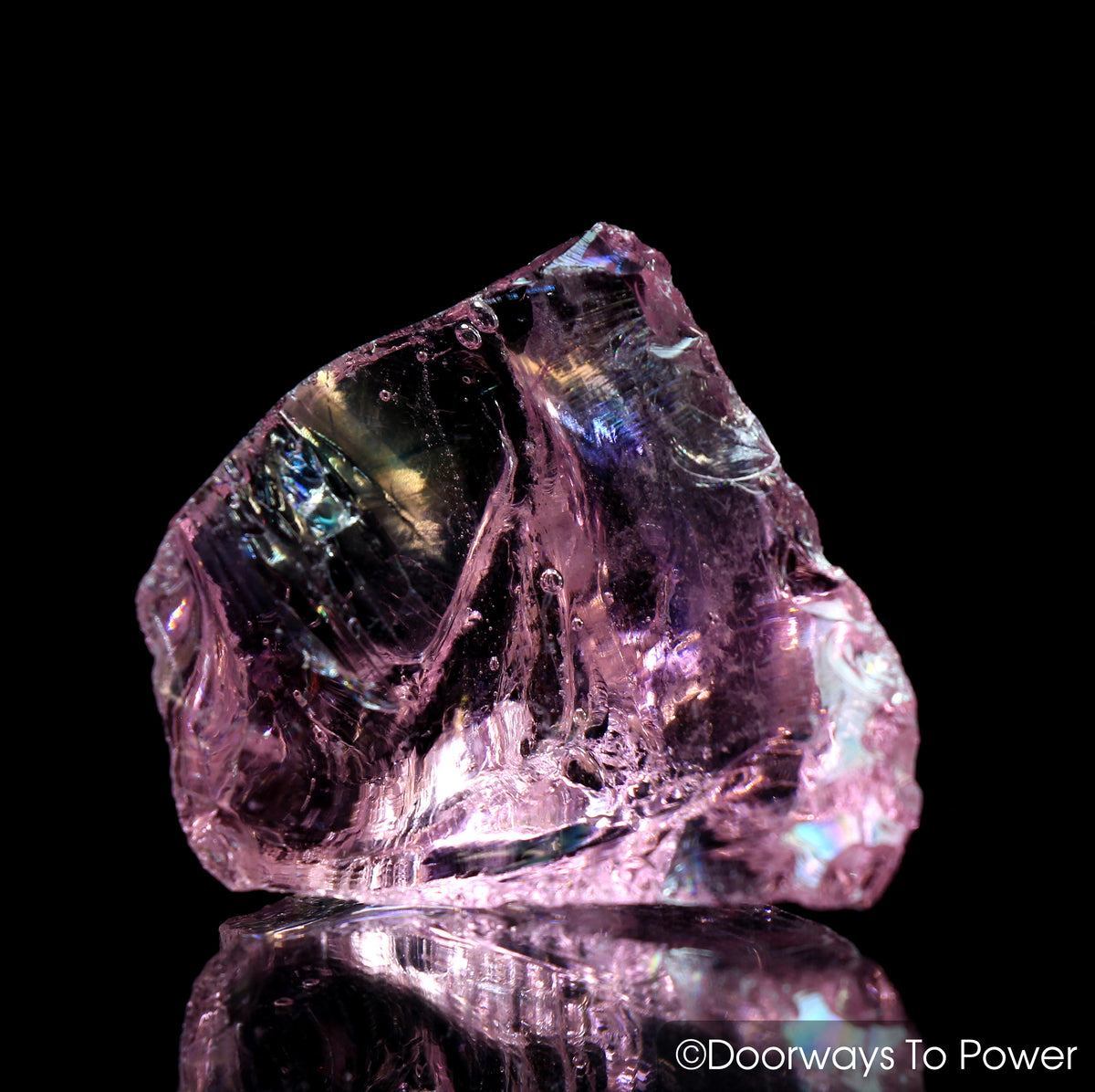 HGW Pink Monatomic Andara Crystal w/ Rainbows 'Heart of God Within'