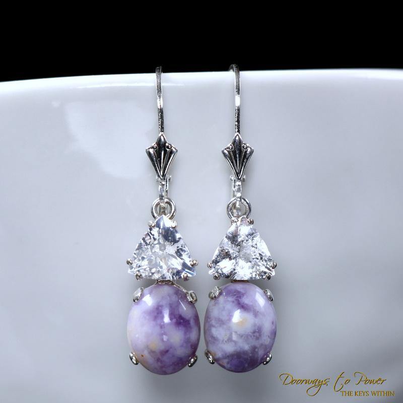 Violet Flame Opal Earrings w/ Satyaloka Azeztulite