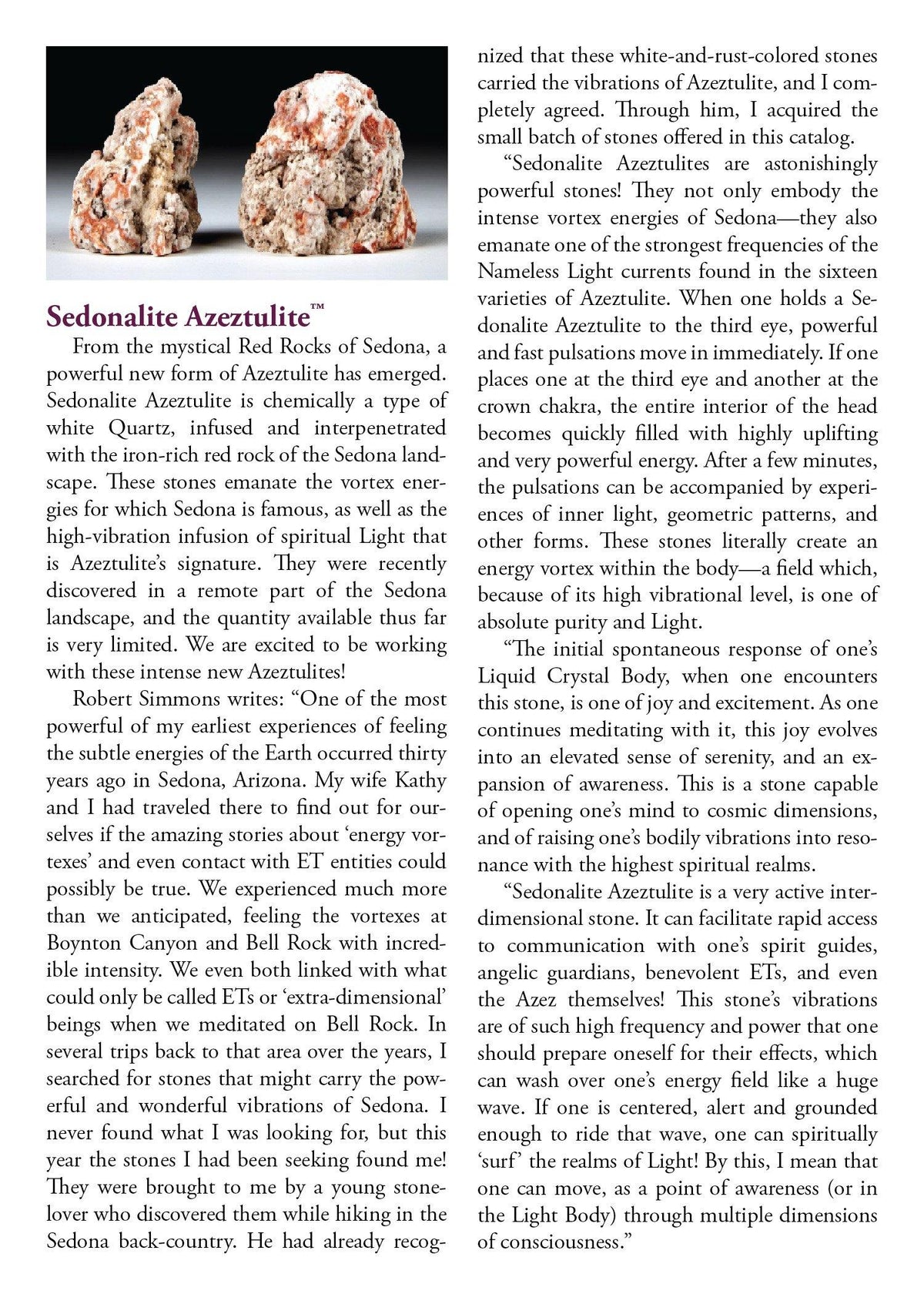 Sedona Azeztulite Altar Stone Azozeo Activated Sedonalite