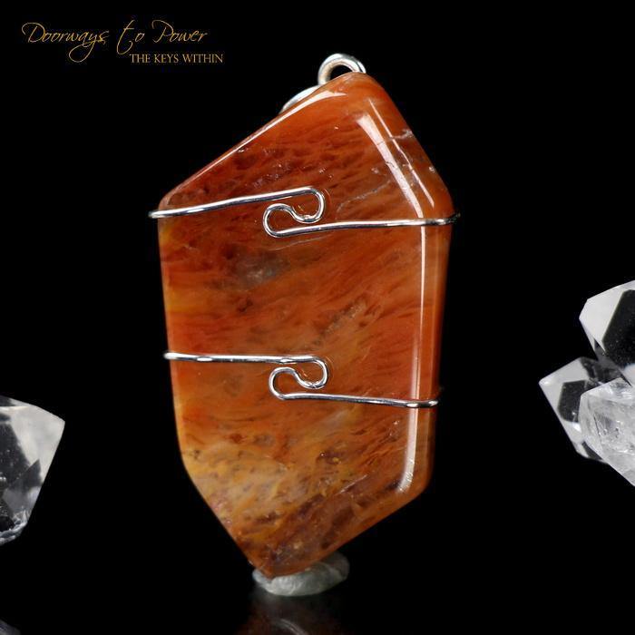 Satyaloka Rose Azeztulite Wire Wrap Pendant