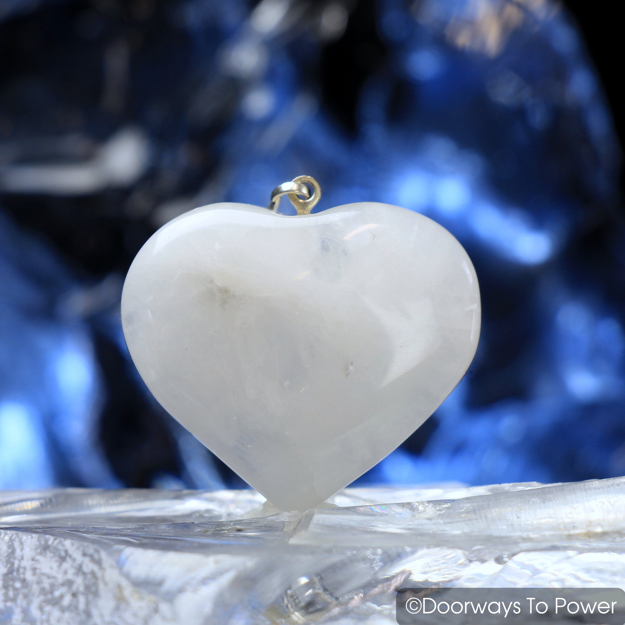 White Azeztulite Crystal Heart Pendant