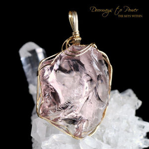Arcturian StarSeed Pink Andara Crystal Pendant 14k 