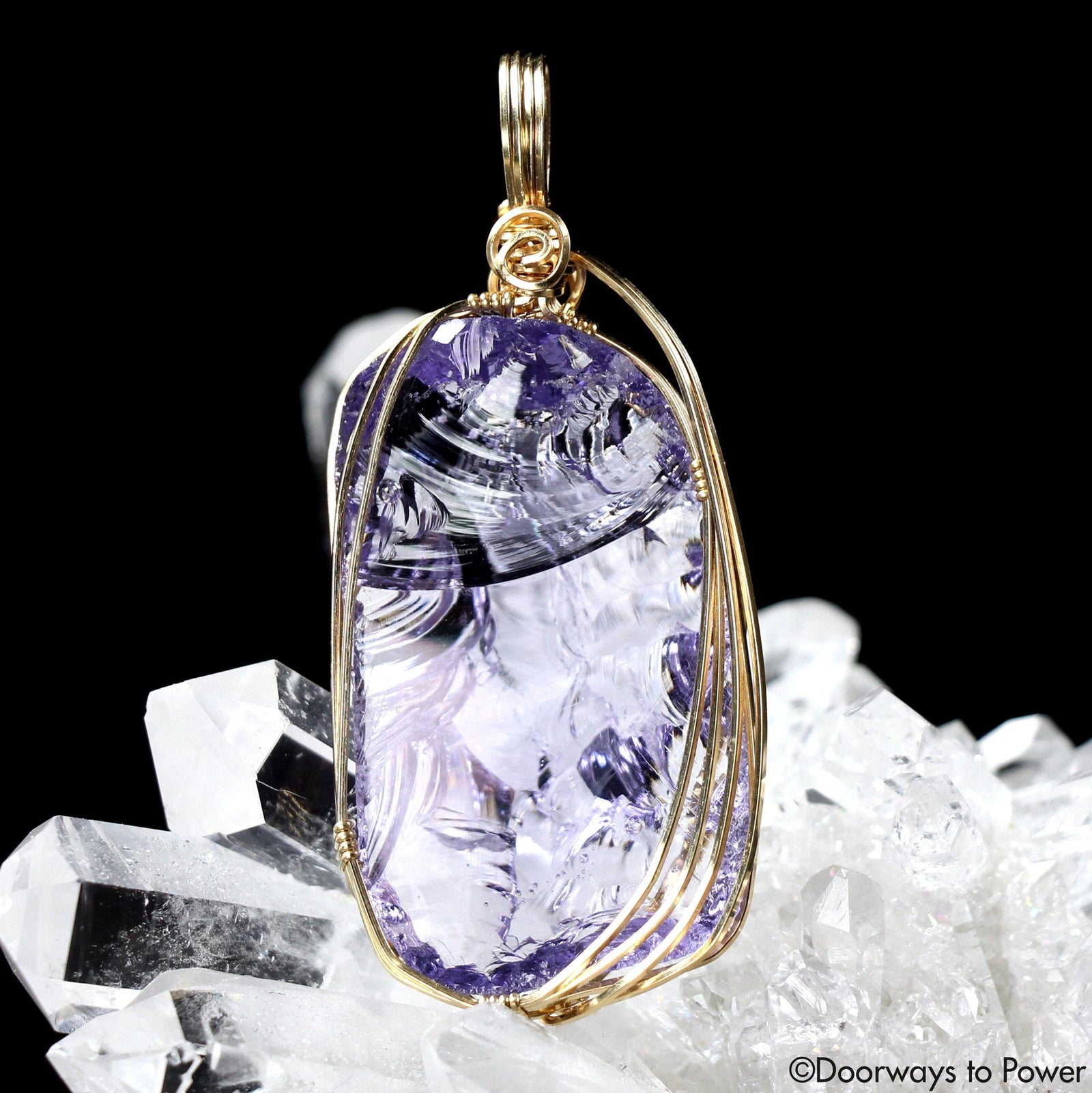 Sovereign Amethyst Andara Crystal Pendant 14k “SAHASRARA”