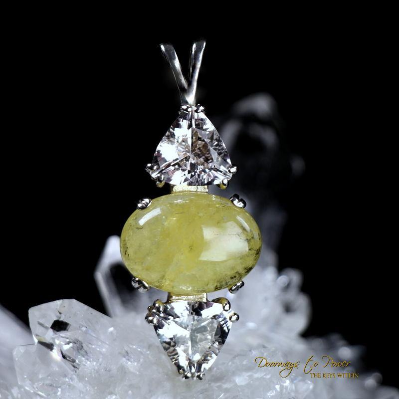 Agni Gold Danburite Satyaloka Azeztulite Pendant