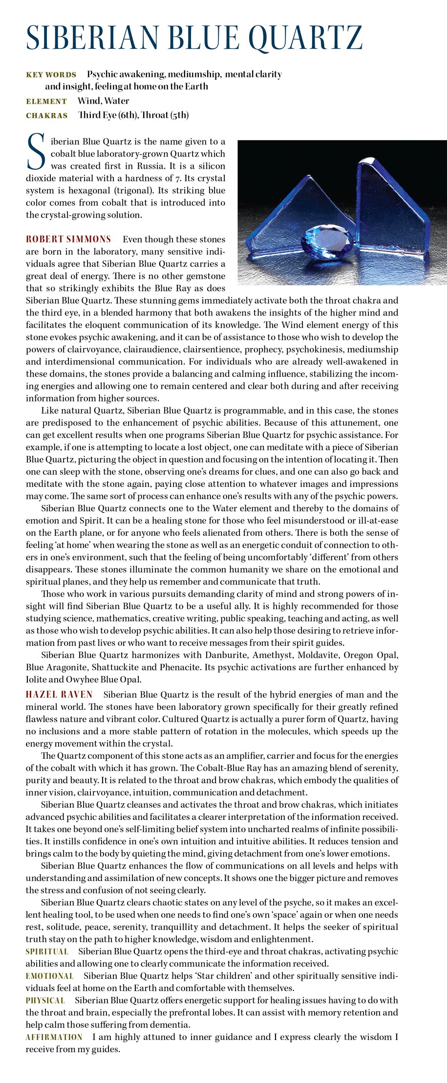 Siberian Blue Quartz Metaphysical Properties