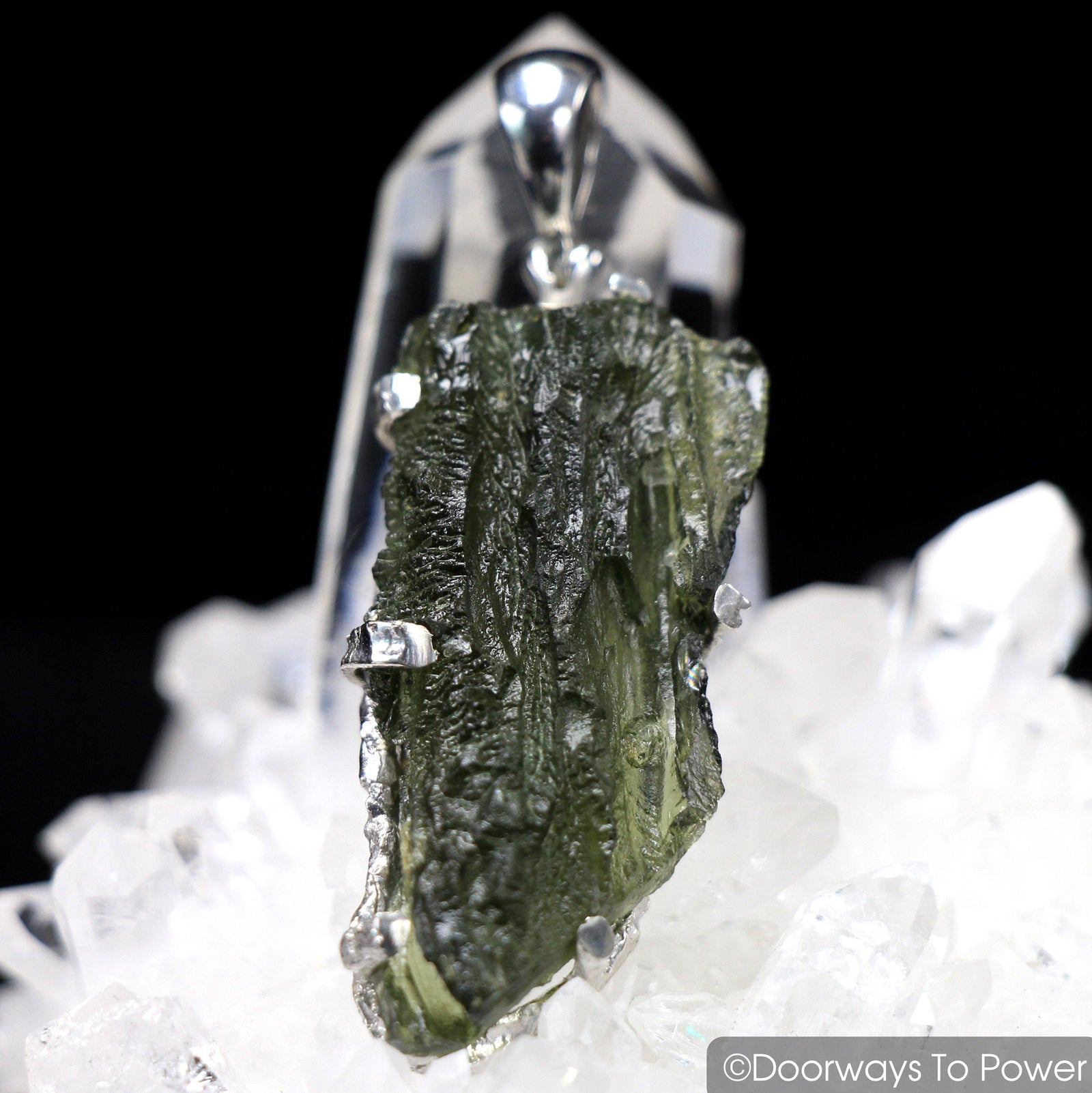 Moldavite Tektite Pendant & Synergy 12 Stone 