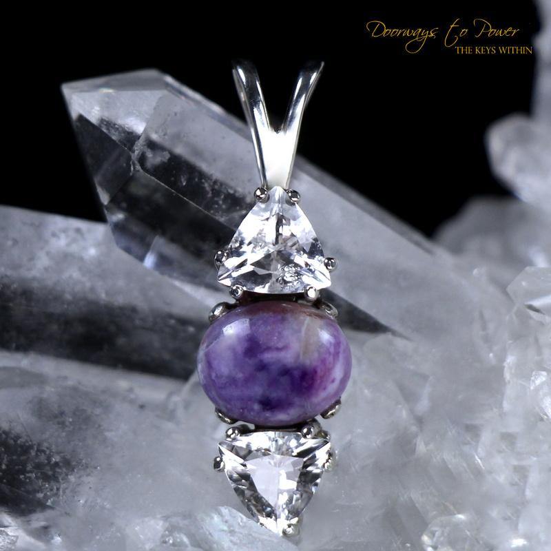 Violet Flame Opal Satyaloka Quartz Pendant