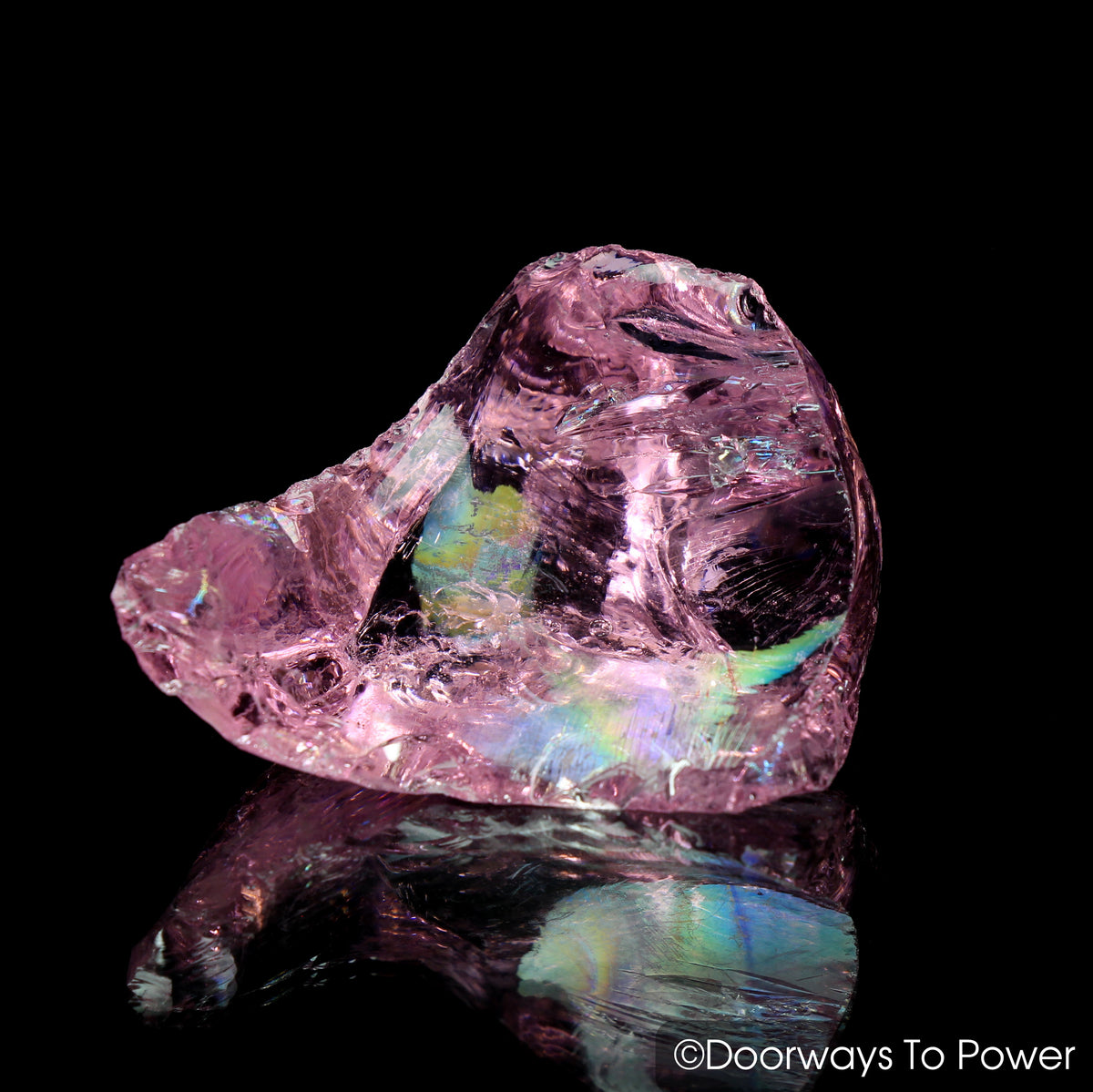 HGW Pink Monatomic Andara Crystal w/ Rainbows 'Heart of God Within'