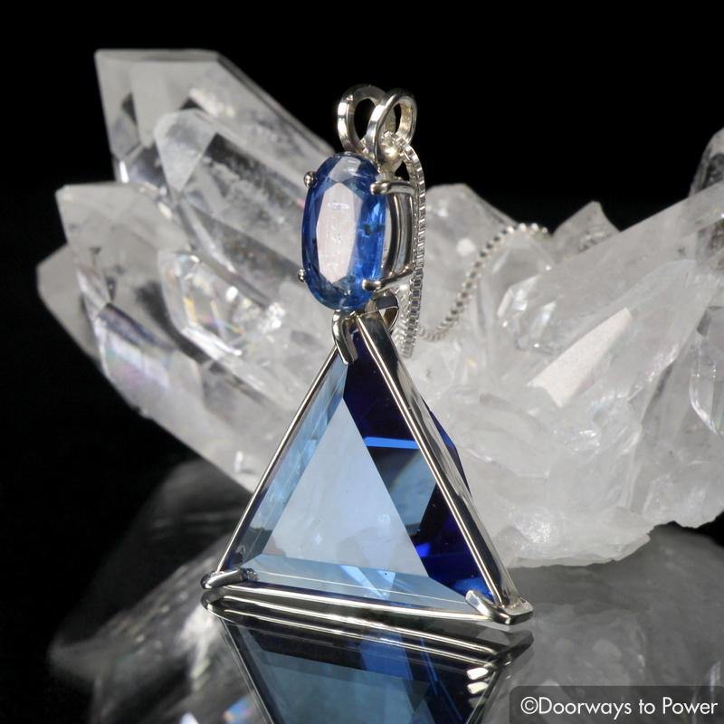 Tibetan Blue Obsidian & Kyanite Star of David Pendant