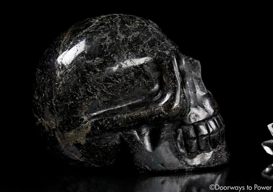 Ancient XL Nuummite Crystal Skull Rare 3 Billion Years Old