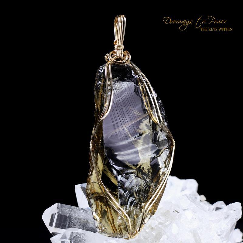 Celestial Gold Monatomic Andara Crystal Pendant 14k 'Grand Shift'