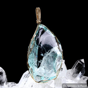 Aqua Serenity Andara Crystal Pendant 14k 'Atlantean Hologram'