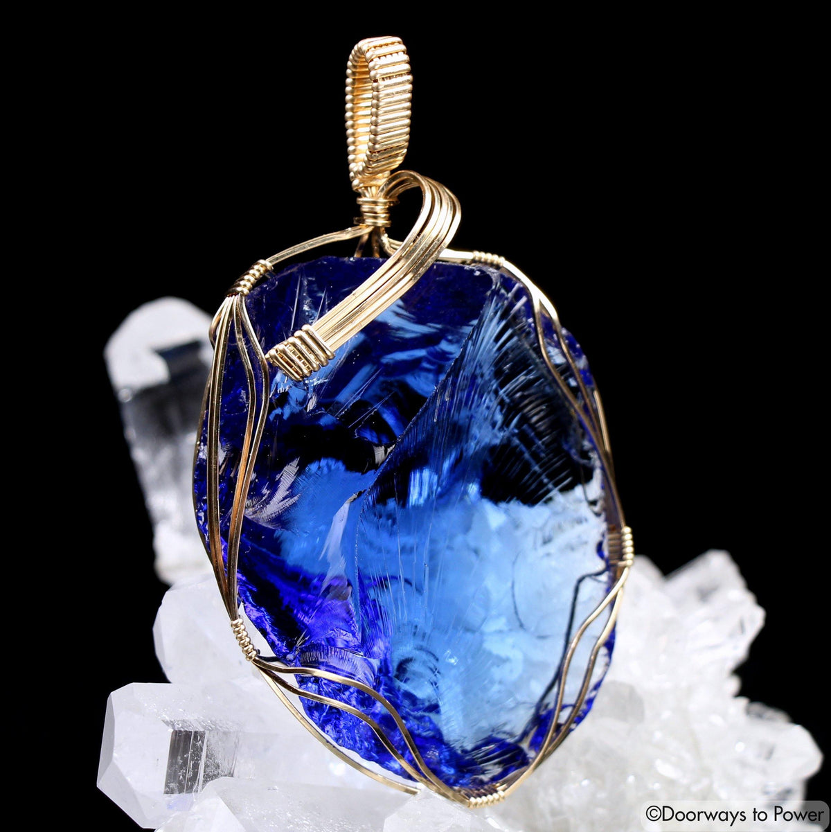 Majestic Elestial Starlight Sapphire Andara Crystal Pendant 14k Gold