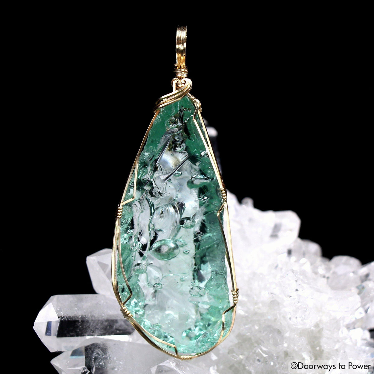 Ethereal Mint Andara Crystal Pendant 14k 'Sacred Resonance'
