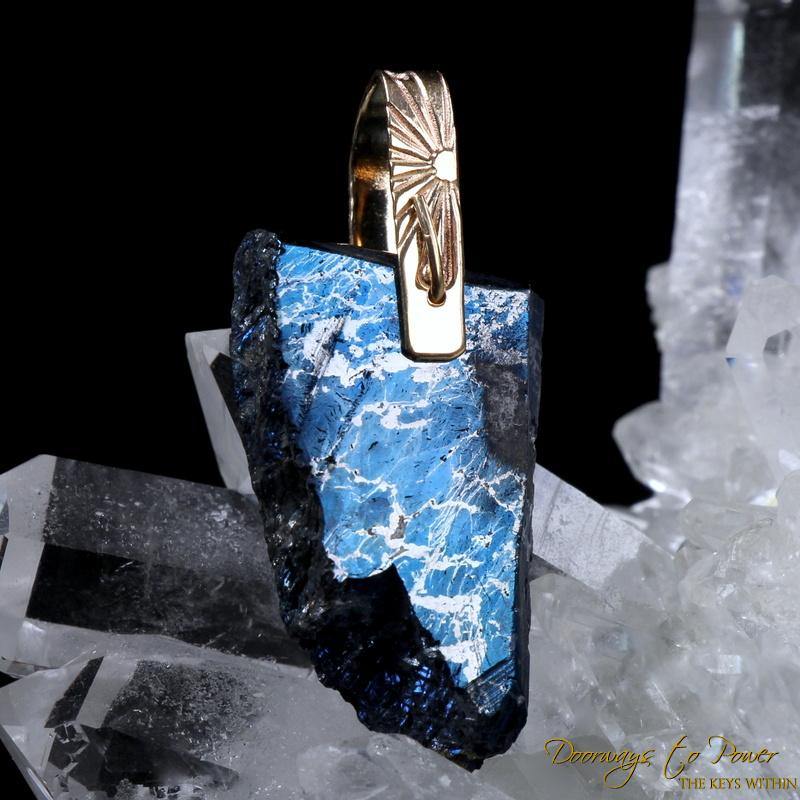 Covellite Light Language Crystal Pendant™ 14k Gold