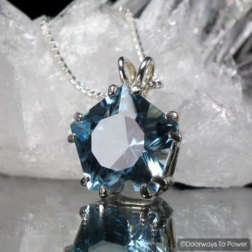 Blue Topaz Star of Venus Crystal Pendant
