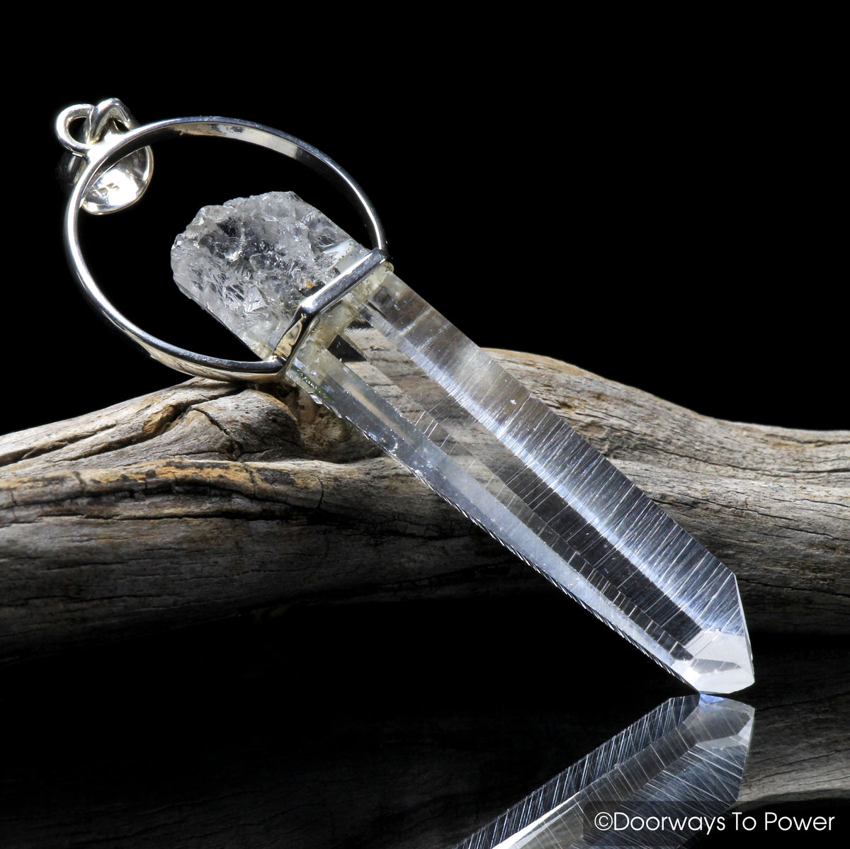 Colombian Lemurian Crystal Pendant & Green Tourmaline (Master Dow)