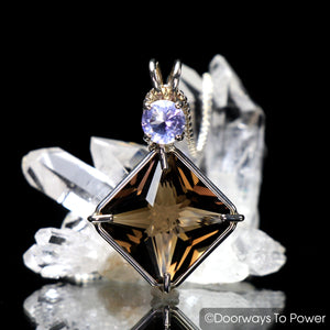 Smoky Quartz Magician Stone Pendant with Ruby Lavender Quartz 