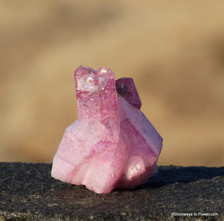 RARE Rose Aura Lemurian Pleiadian Starbrary Twin Crystal Cluster