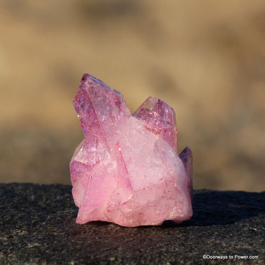 RARE Rose Aura Lemurian Pleiadian Starbrary Twin Crystal Cluster