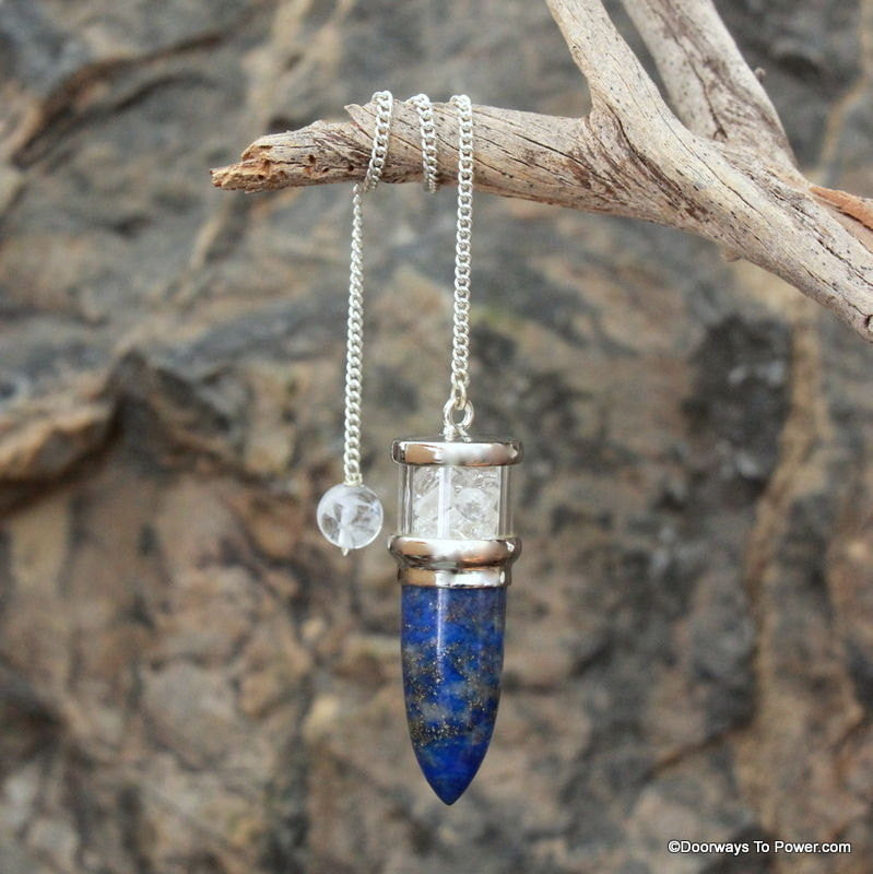 Lapis Lazuli & Herkimer Diamond Crystal Pendulum 