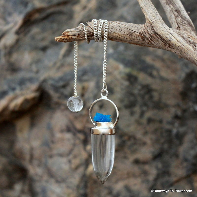 Clear Quartz & Cavansite Pendulum  A ++ Top Quality