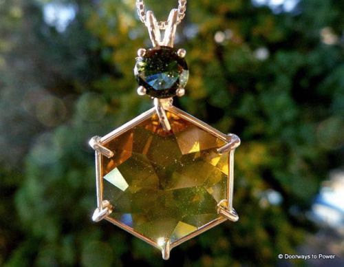 Citrine & Moldavite Flower of Life Pendant