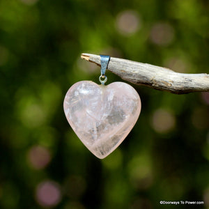 John of God Casa Crystal Heart Pendant Rose Quartz