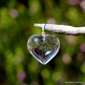 John of God Clear Quartz Casa Crystal Heart Pendants